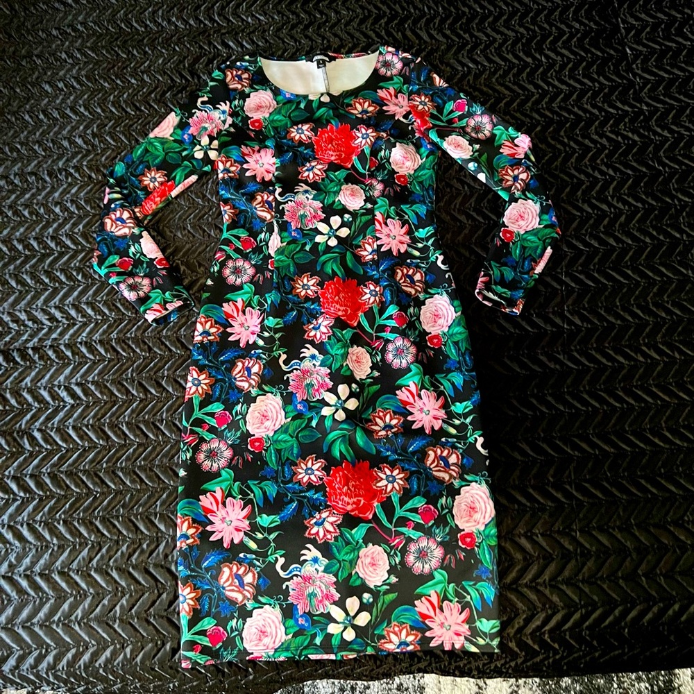Project Runway Dress, size S, Long Sleeve Bodycon, Floral Print, Sheath